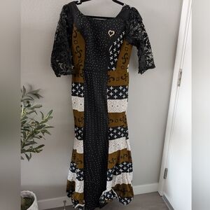 Elegant Black and Gold Patterned Dress African Print